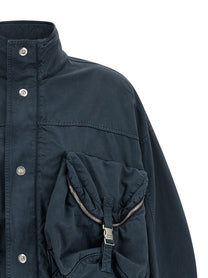 The Attico Blue Utility Bomber Jacket Blue, view 3