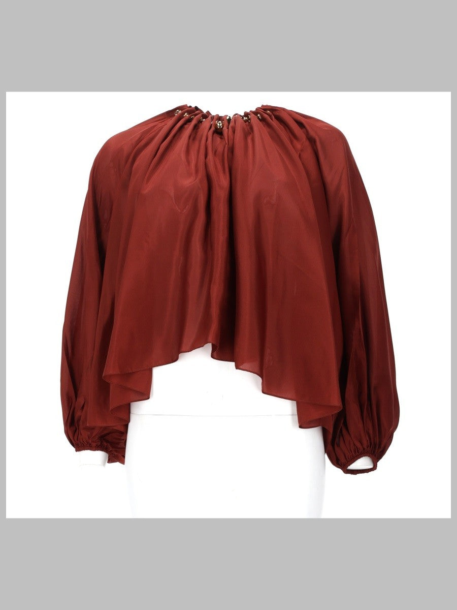Zimmermann Women's Blusa Arricciata Aster Con Perline Red