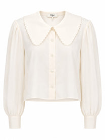 Chloé Women's Blusa Con Maniche Sbuffo in Crêpe DE Chine White