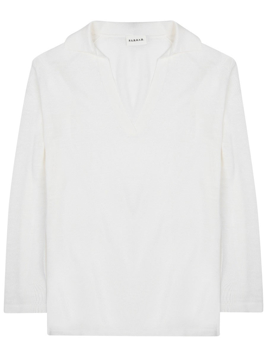 P.A.R.O.S.H Women's Blusa in Misto Lino White