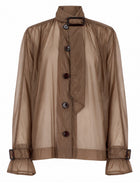 Saint Laurent Women's Nylon Blouse with Collar Lavallière Beige