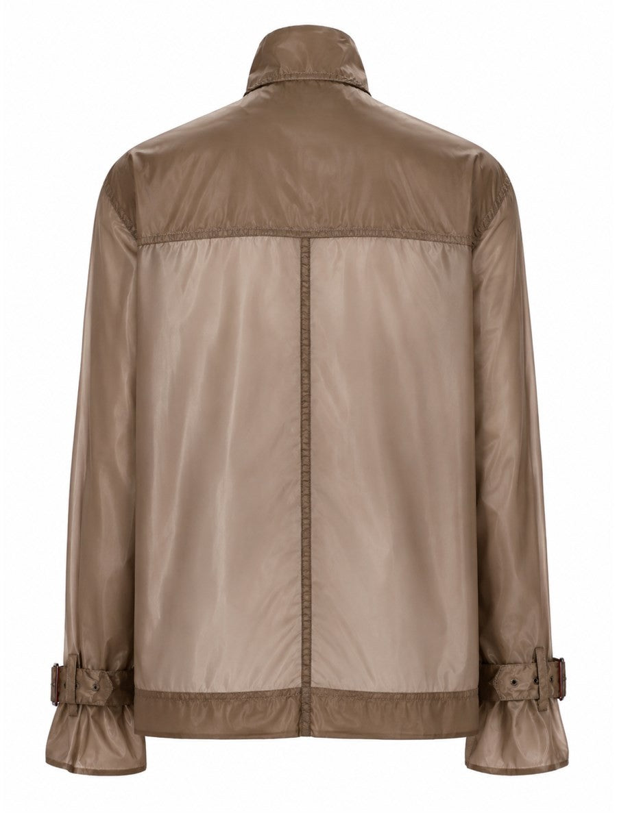 Saint Laurent Women's Blusa in Nylon Con Collo Lavallière Beige