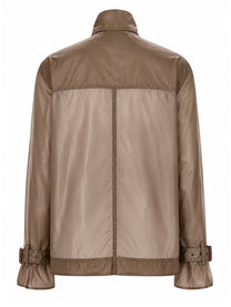 Saint Laurent Women's Blusa in Nylon Con Collo Lavallière Beige