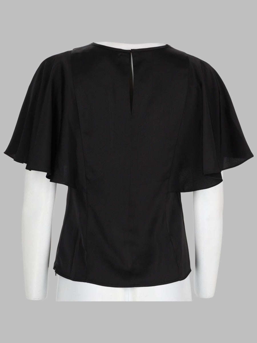 Michael Kors Women's Blusa in Raso Con Maniche Mantella Black