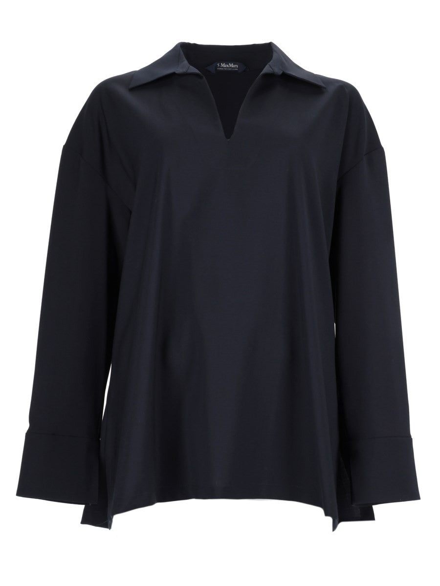 S MAX MARA Women's Tela Pura Wool Blouse Blue