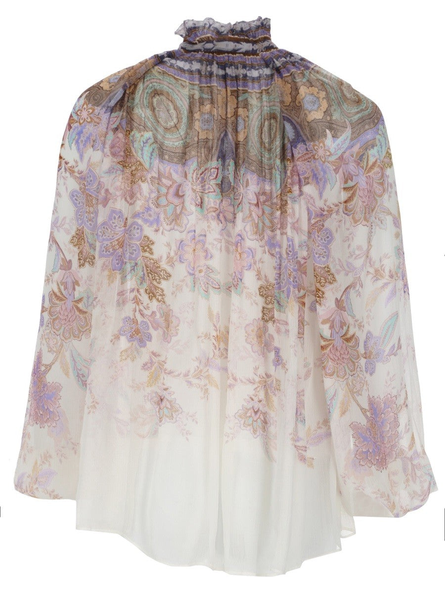 Zimmermann Women's Blusa Luna Con Maniche Sbuffo Multicolor