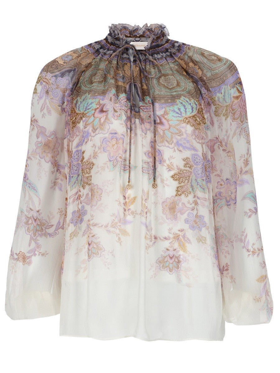 Zimmermann Women's Blusa Luna Con Maniche Sbuffo Multicolor