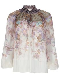 Zimmermann Women's Blusa Luna Con Maniche Sbuffo Multicolor