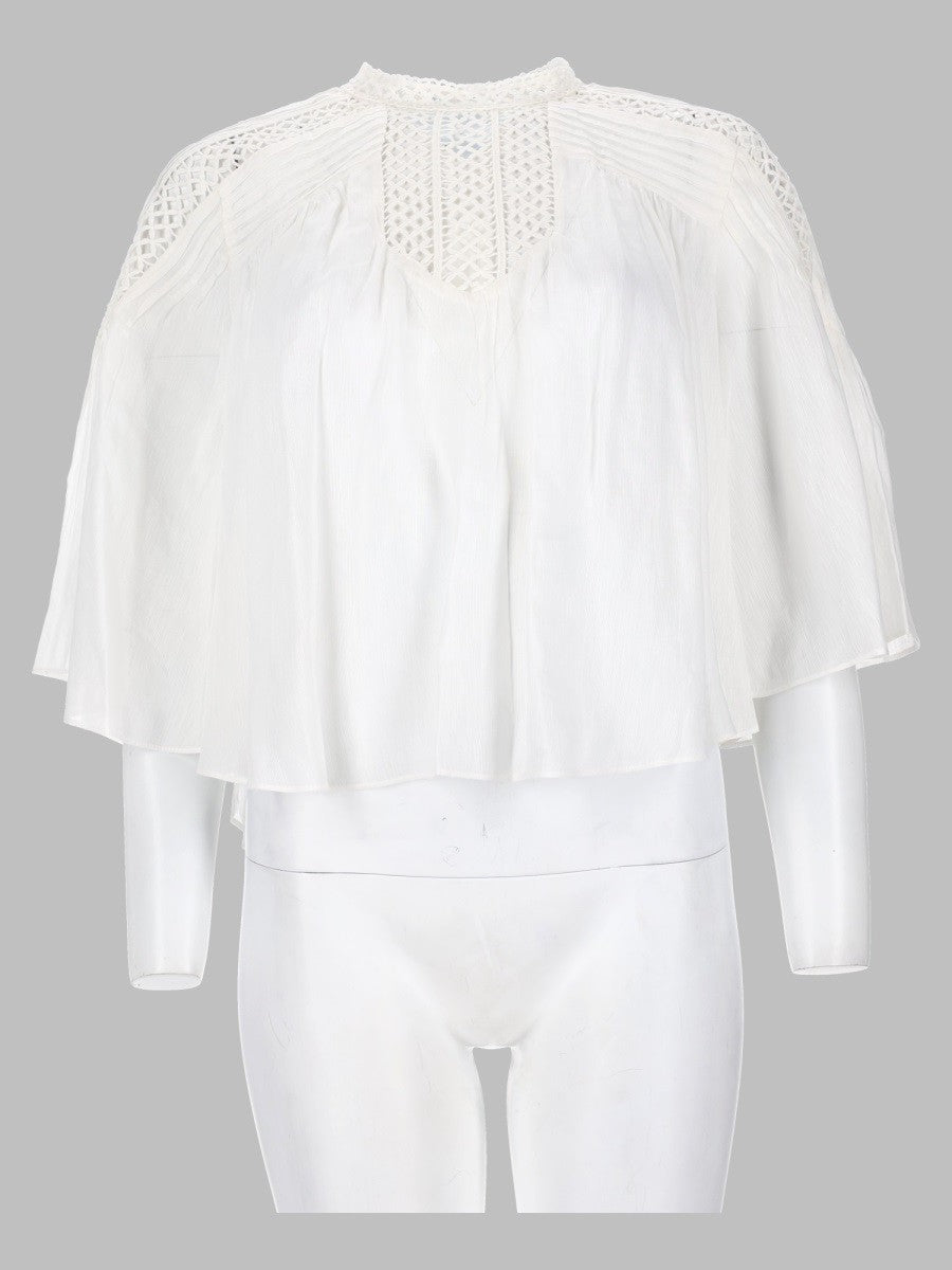 Isabel Marant Étoile Women's Blusa Parina Plissettata in Misto Lino Ricamato White
