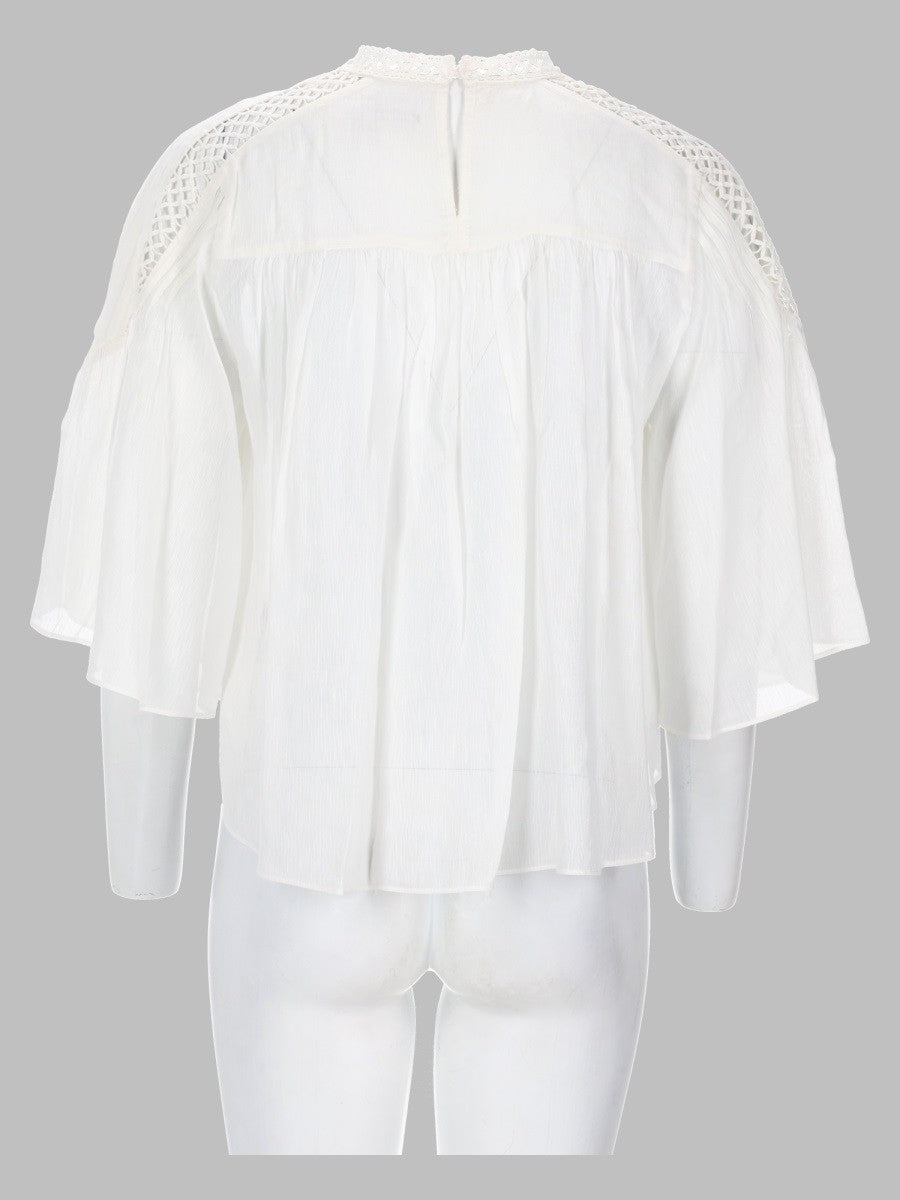 Isabel Marant Étoile Women's Blusa Parina Plissettata in Misto Lino Ricamato White