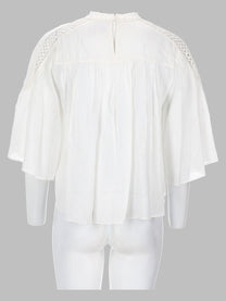 Isabel Marant Étoile Women's Blusa Parina Plissettata in Misto Lino Ricamato White