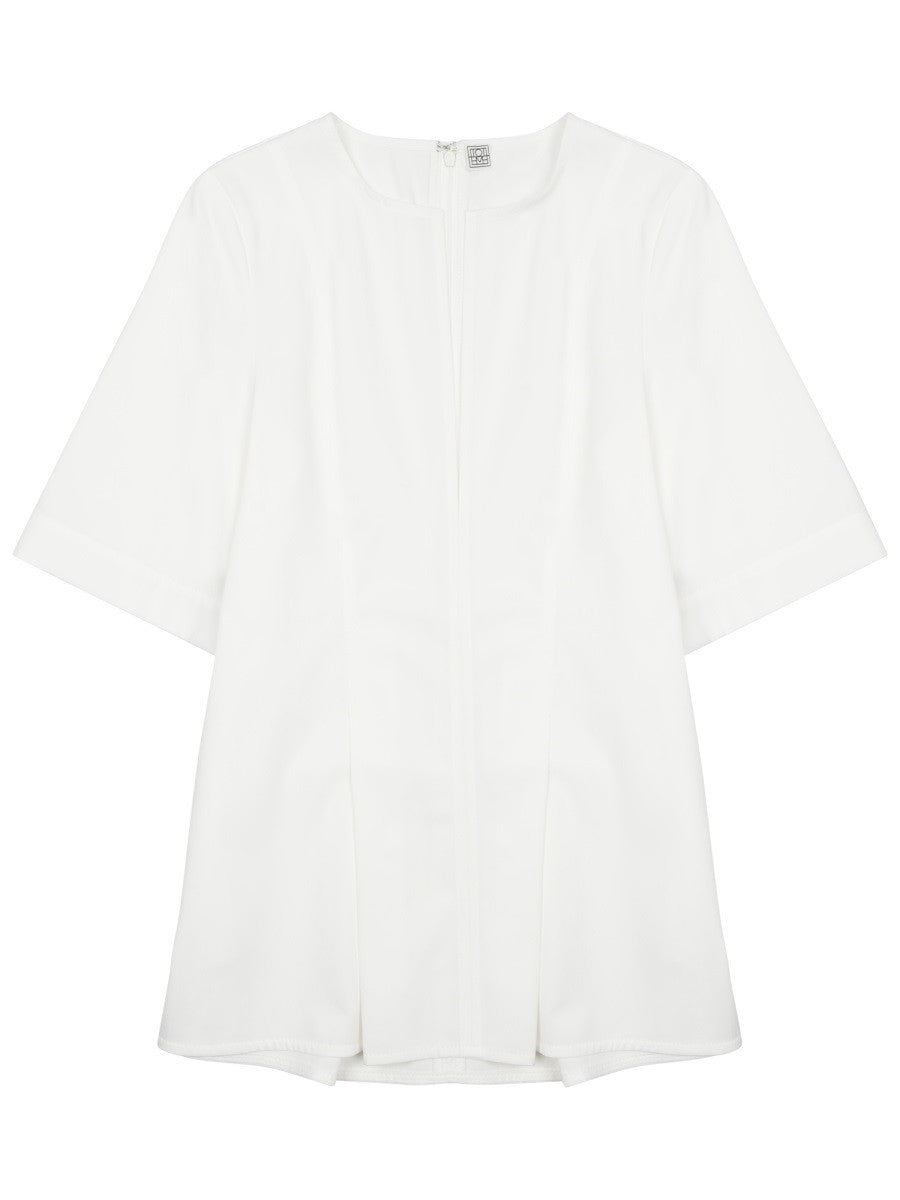 Toteme Women's Blusa Plissettata Con Scollo White