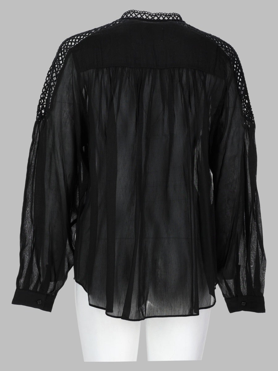 Isabel Marant Étoile Women's Blusa Polda Plissettata in Misto Lino Black