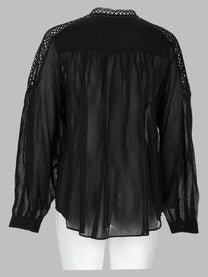 Isabel Marant Étoile Women's Blusa Polda Plissettata in Misto Lino Black