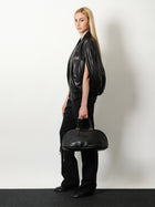 Balenciaga Women's Bolero Bowling Medium Leather Bag Black, view 2