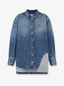 The Attico Women's Bomber Blue Denim Shirt Blue