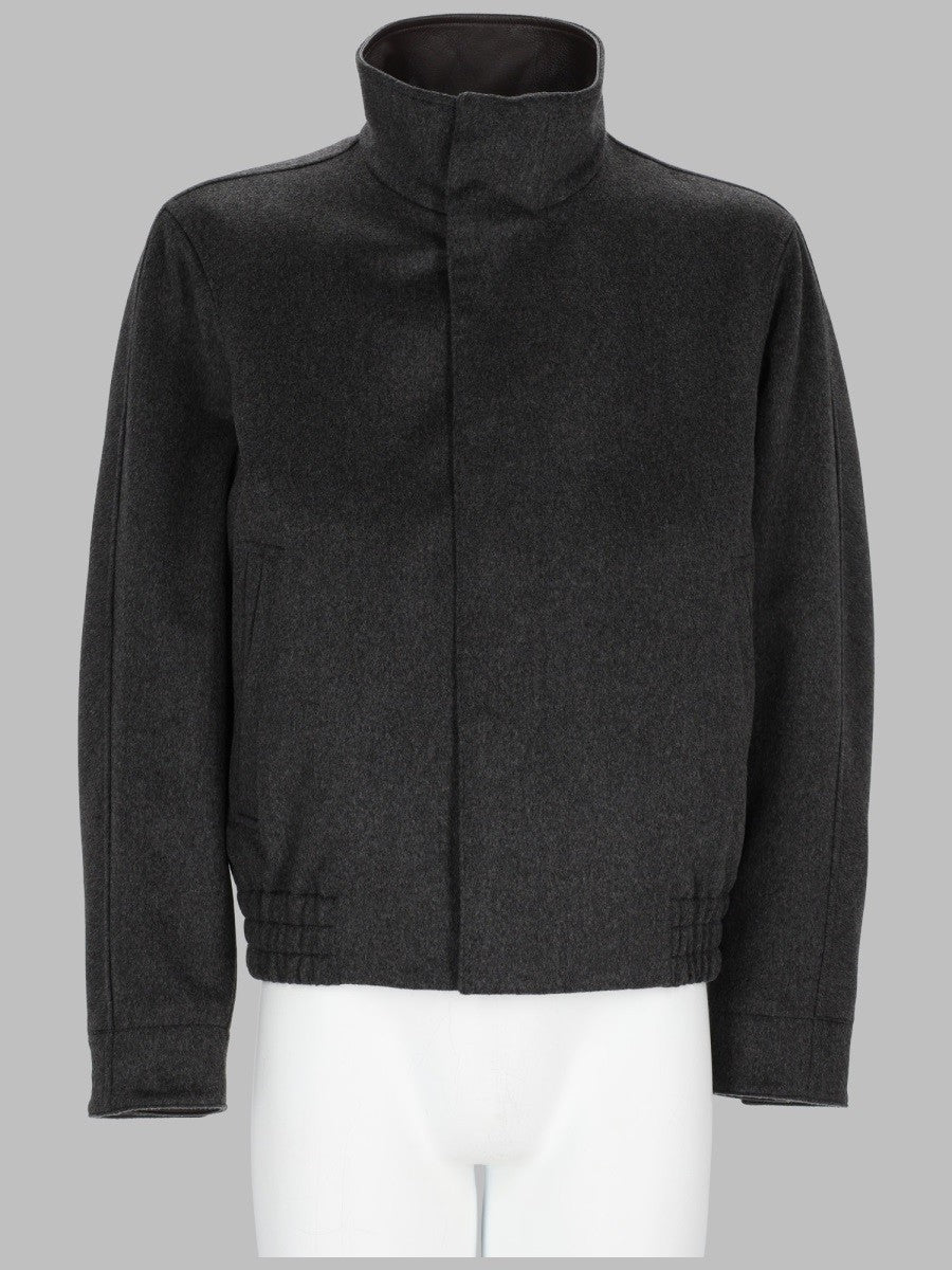 Lardini Men's Bomber in Lana Collo Alto Grey