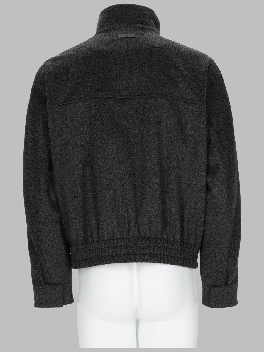 Lardini Men's Bomber in Lana Collo Alto Grey