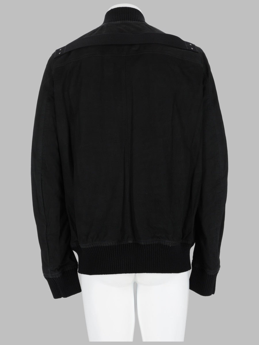 Rick Owens Men's Bomber in Pelle Heizer Flight Black
