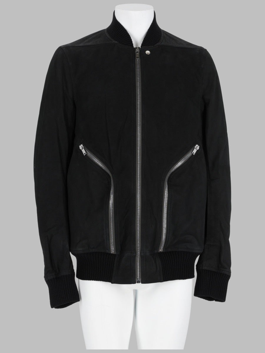 Rick Owens Men's Bomber in Pelle Heizer Flight Black