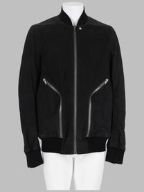 Rick Owens Men's Bomber in Pelle Heizer Flight Black