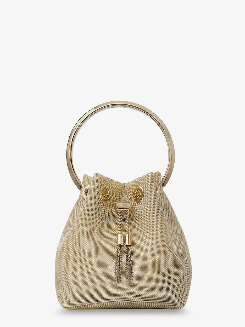 Jimmy Choo Women's Bon Bon Metallic Mesh Bucket Bag White