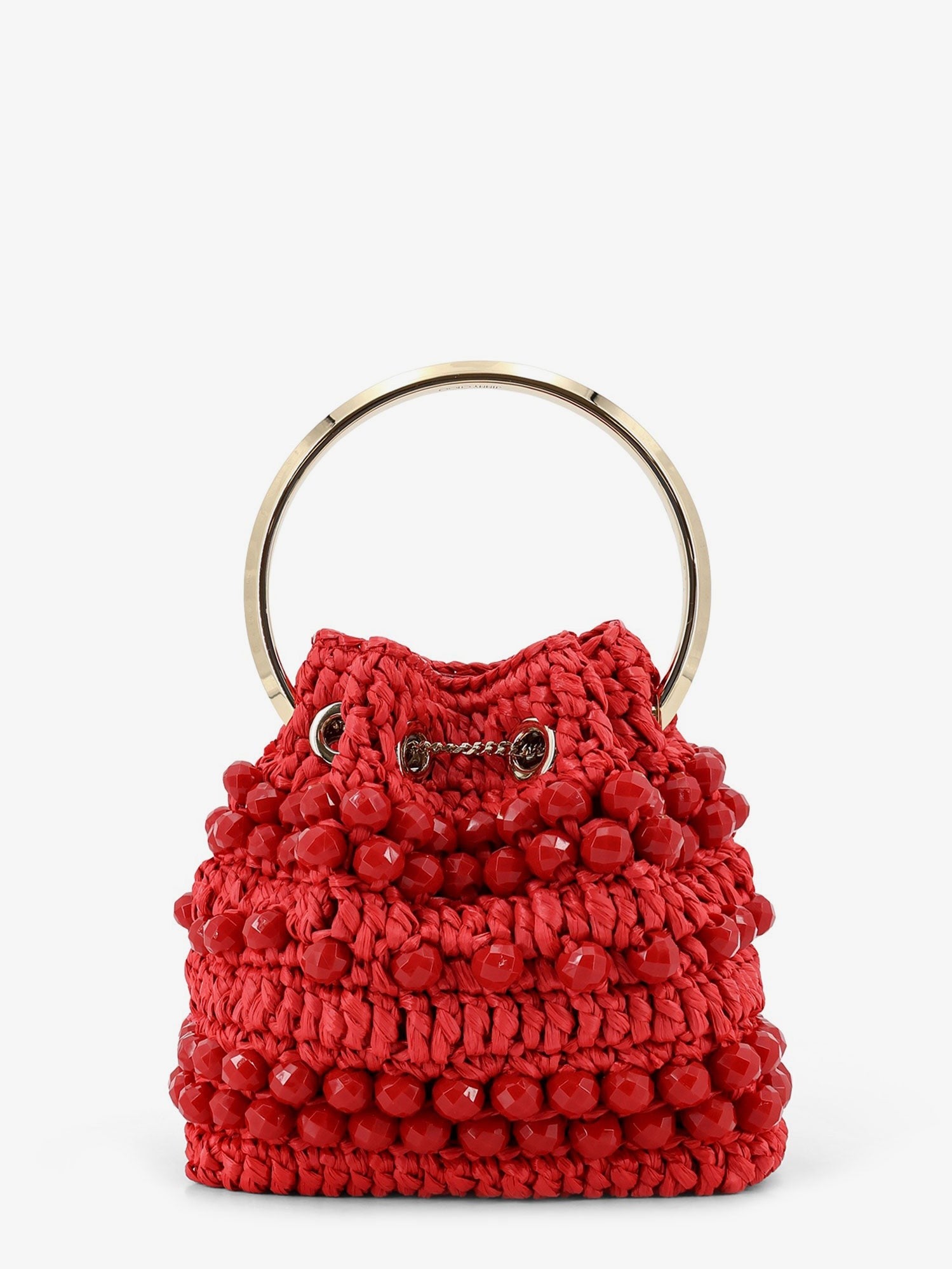 Jimmy Choo Women's Bon Bon Raffia Bucket Bag Red