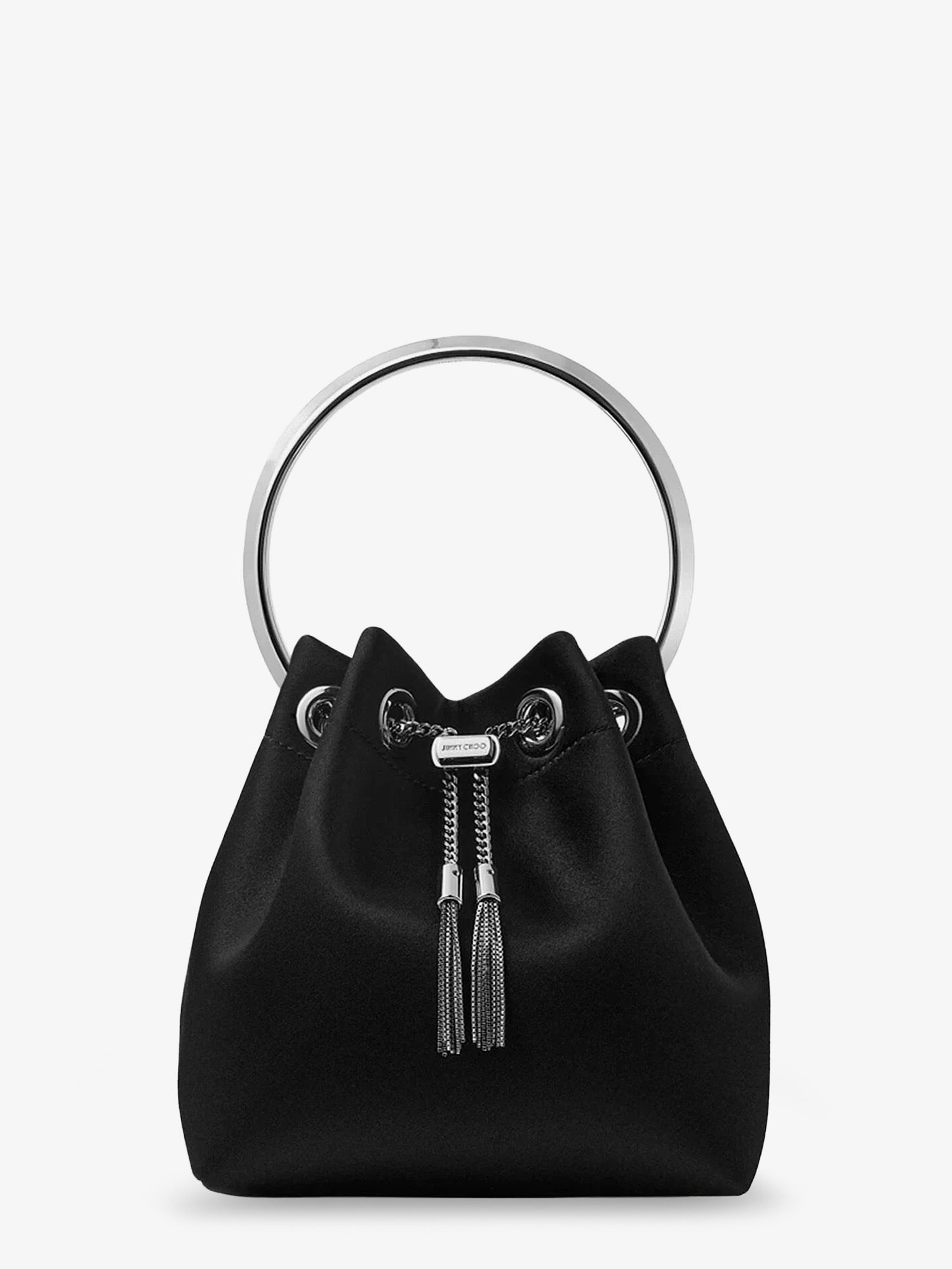 Jimmy Choo Women's Bon Bon Satin Bucket Bag Black