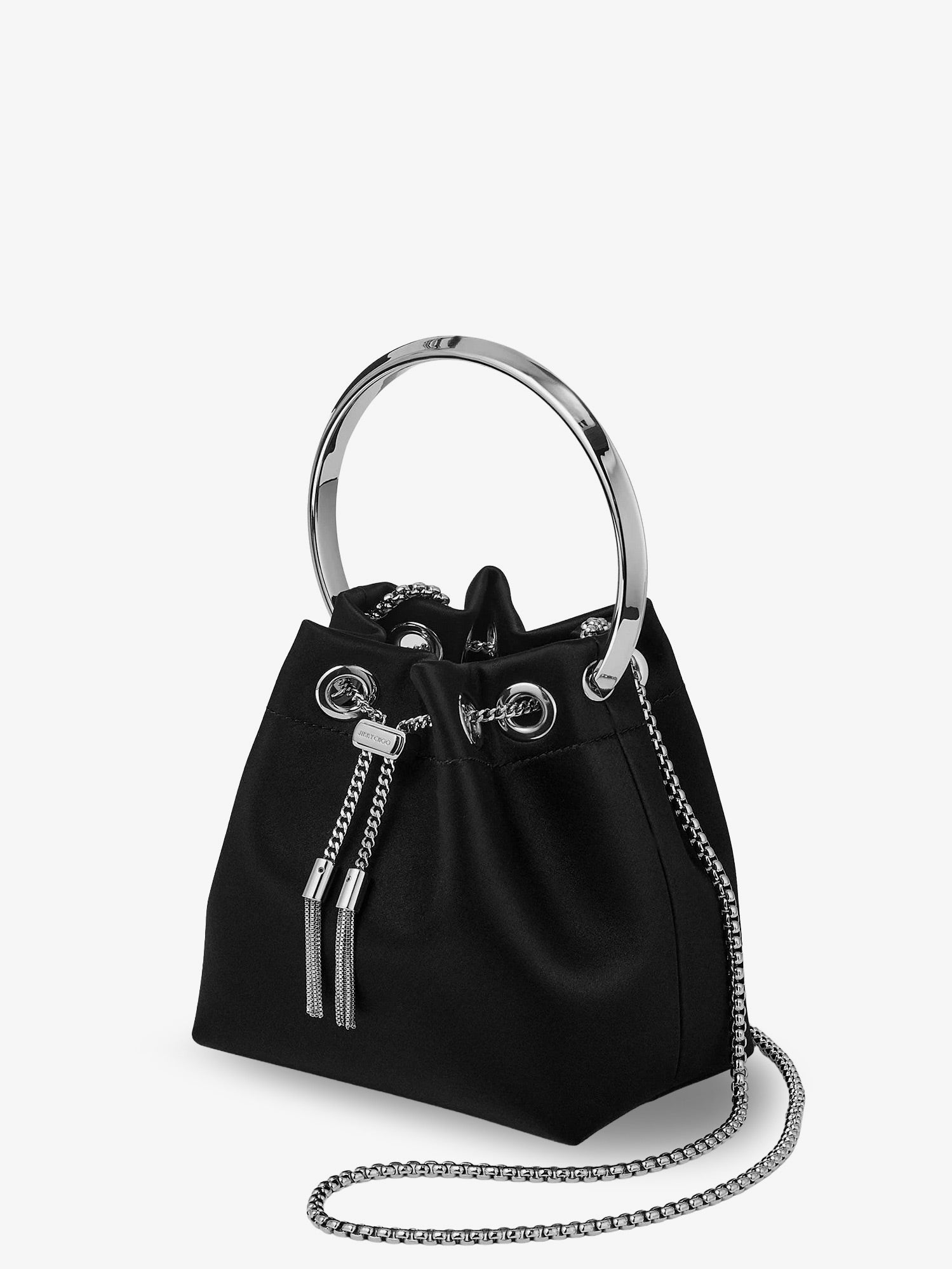 Jimmy Choo Women's Bon Bon Satin Bucket Bag Black