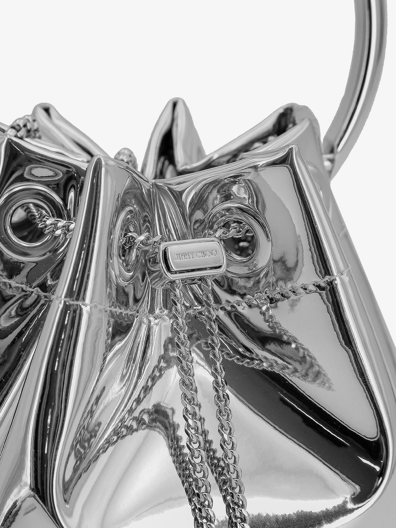 Jimmy Choo Women's Bonbon Bucket Bag in Mirrored Fabric Silver