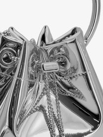 Jimmy Choo Women's Bonbon Bucket Bag in Mirrored Fabric Silver