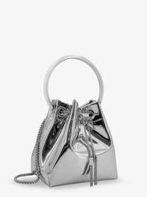 Jimmy Choo Women's Bonbon Bucket Bag in Mirrored Fabric Silver