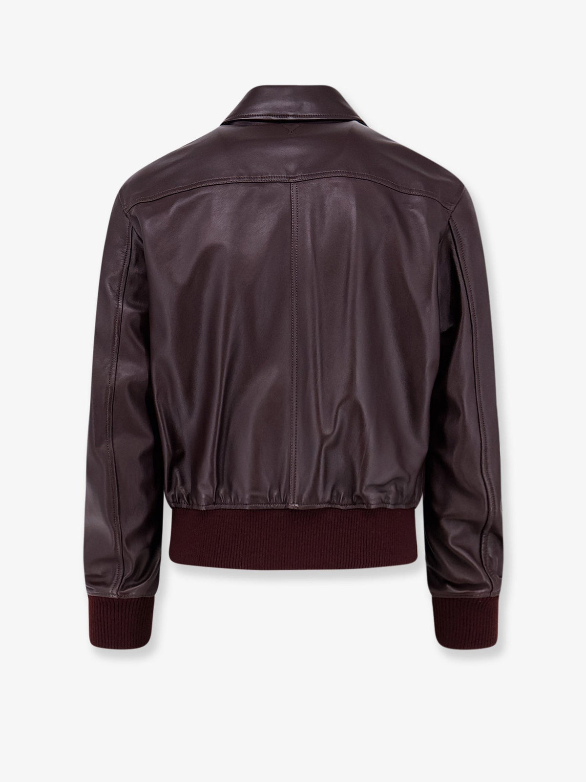 Ami Paris Men's Bordeaux Leather Jacket Pink, view 2