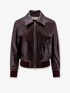 Ami Paris Men's Bordeaux Leather Jacket Pink