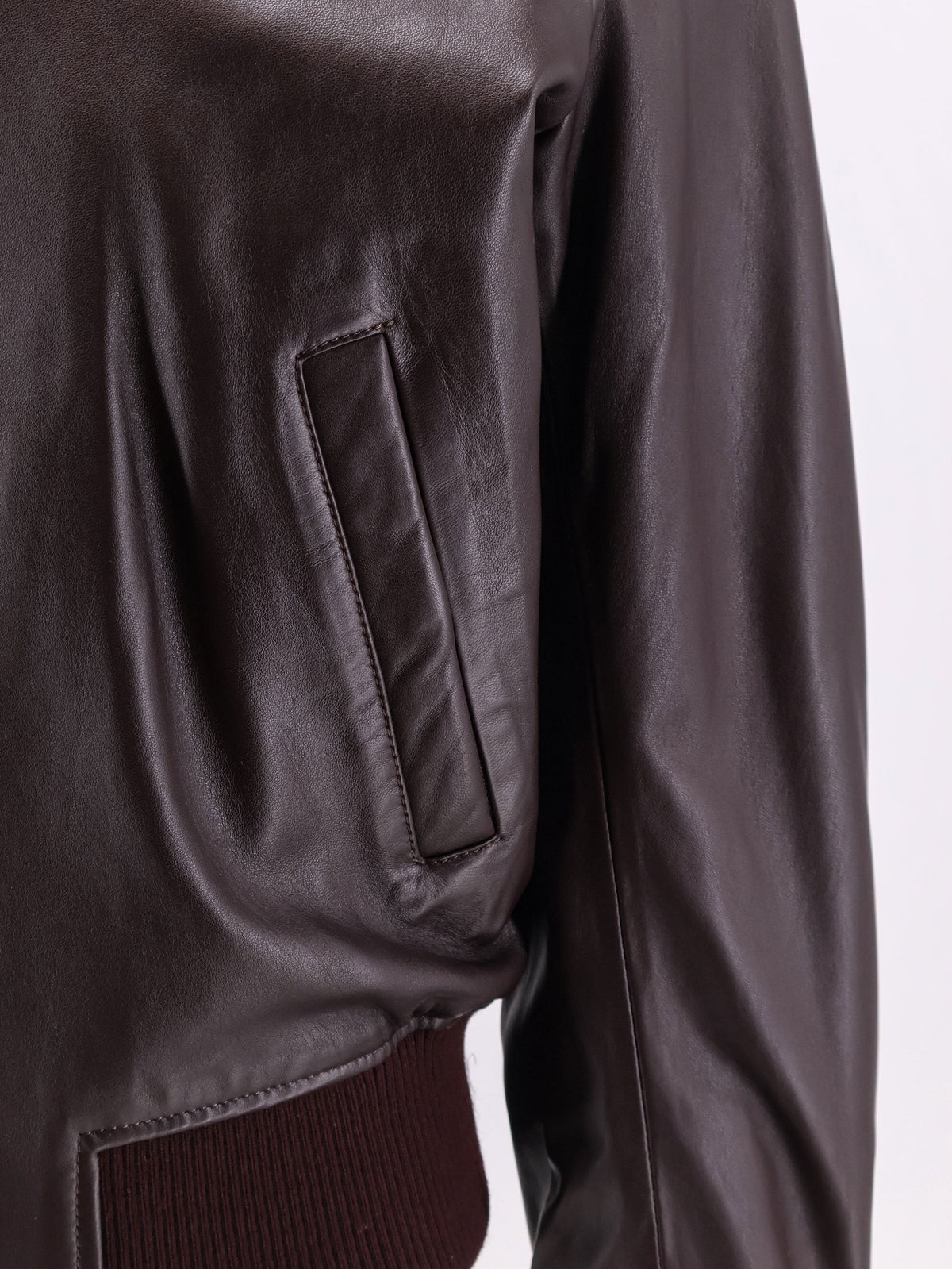 Ami Paris Men's Bordeaux Leather Jacket Pink, view 3