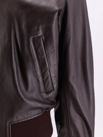 Ami Paris Men's Bordeaux Leather Jacket Pink, view 3