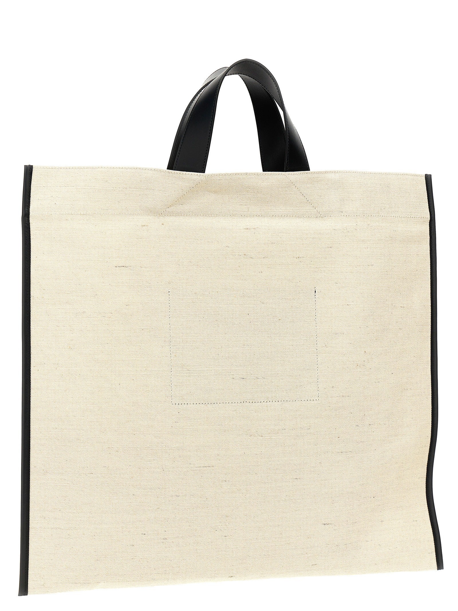 Jil Sander Border Book Tote Square Shopping Bag White