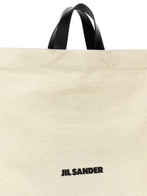 Jil Sander Border Book Tote Square Shopping Bag White