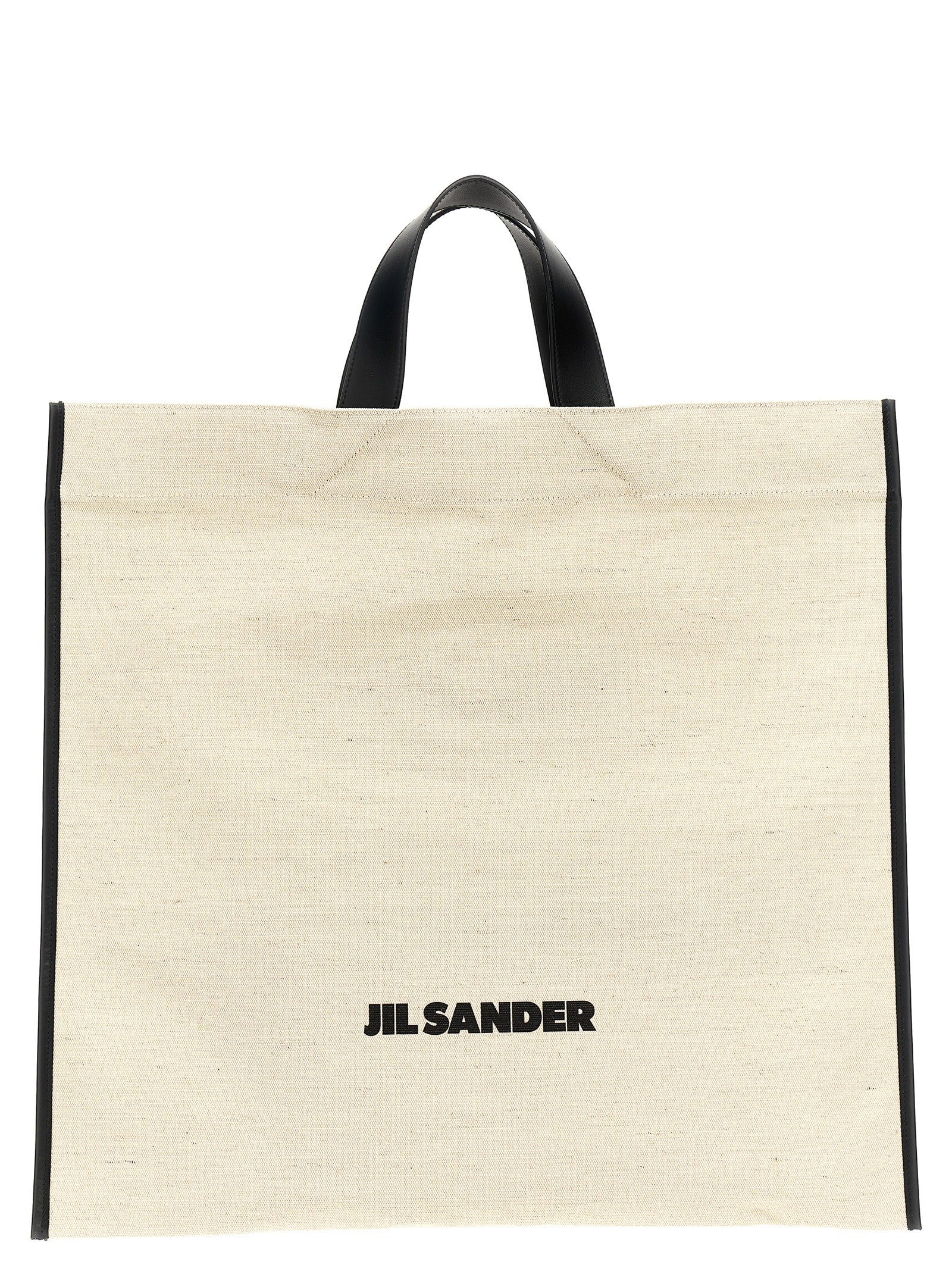 Jil Sander Border Book Tote Square Shopping Bag White