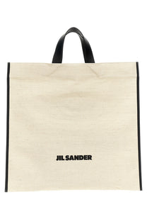 Jil Sander Border Book Tote Square Shopping Bag White