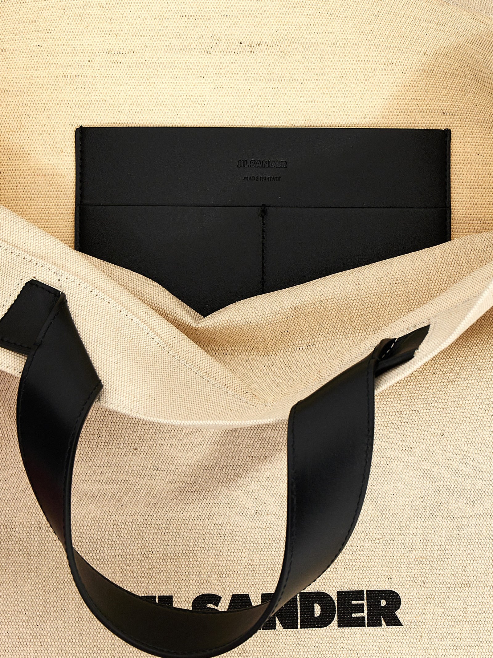 Jil Sander Border Book Tote Square Shopping Bag White