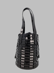 Dragon Diffusion Women's Borsa Secchiello in Pelle Intrecciata Lucida Black