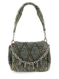 Diesel Women's Borsa Spalla Charm Small Blue