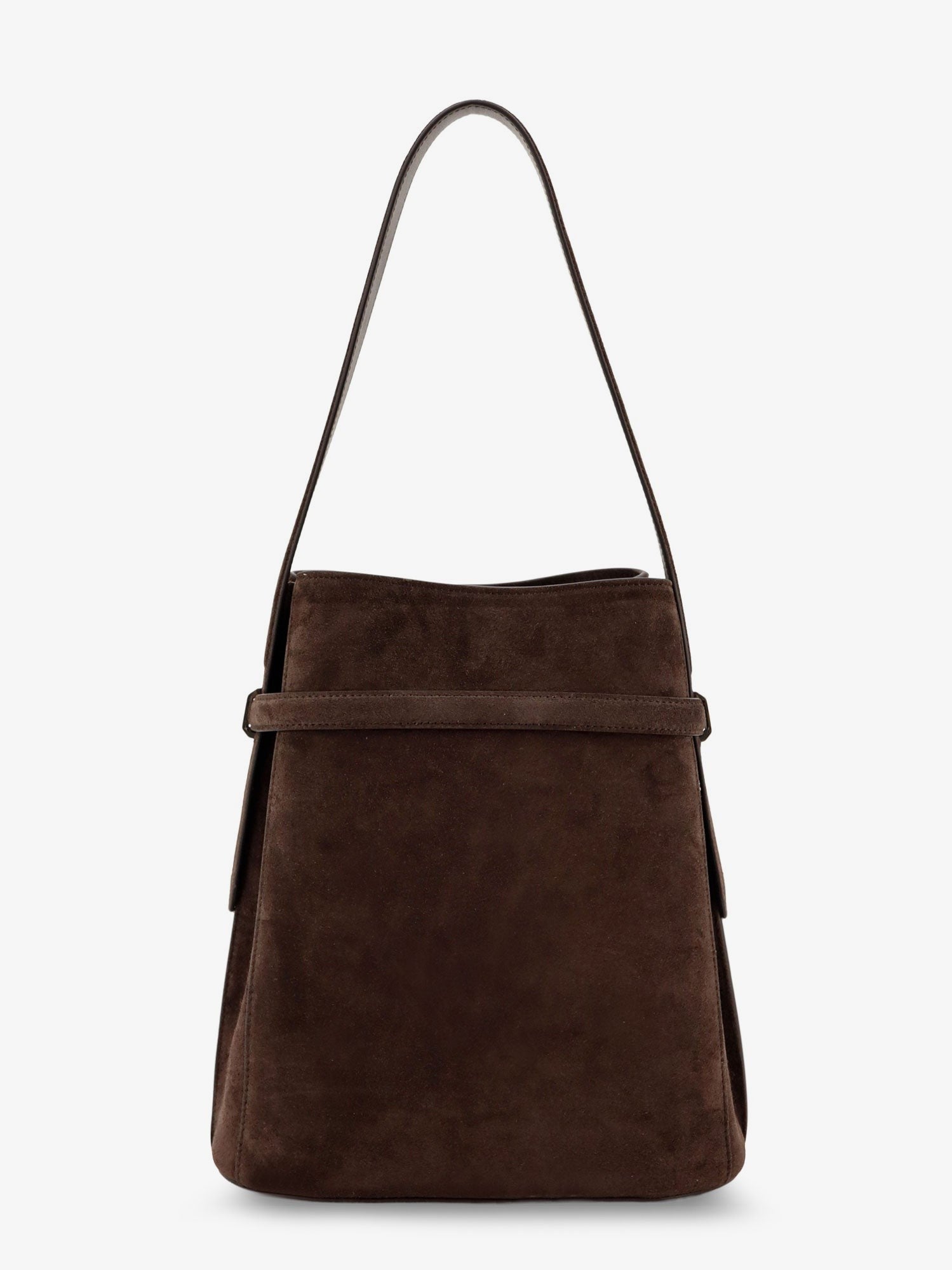 Toteme Women's Borsa Spalla in Suede Con Dettaglio in Metallo Frontale Brown Toteme