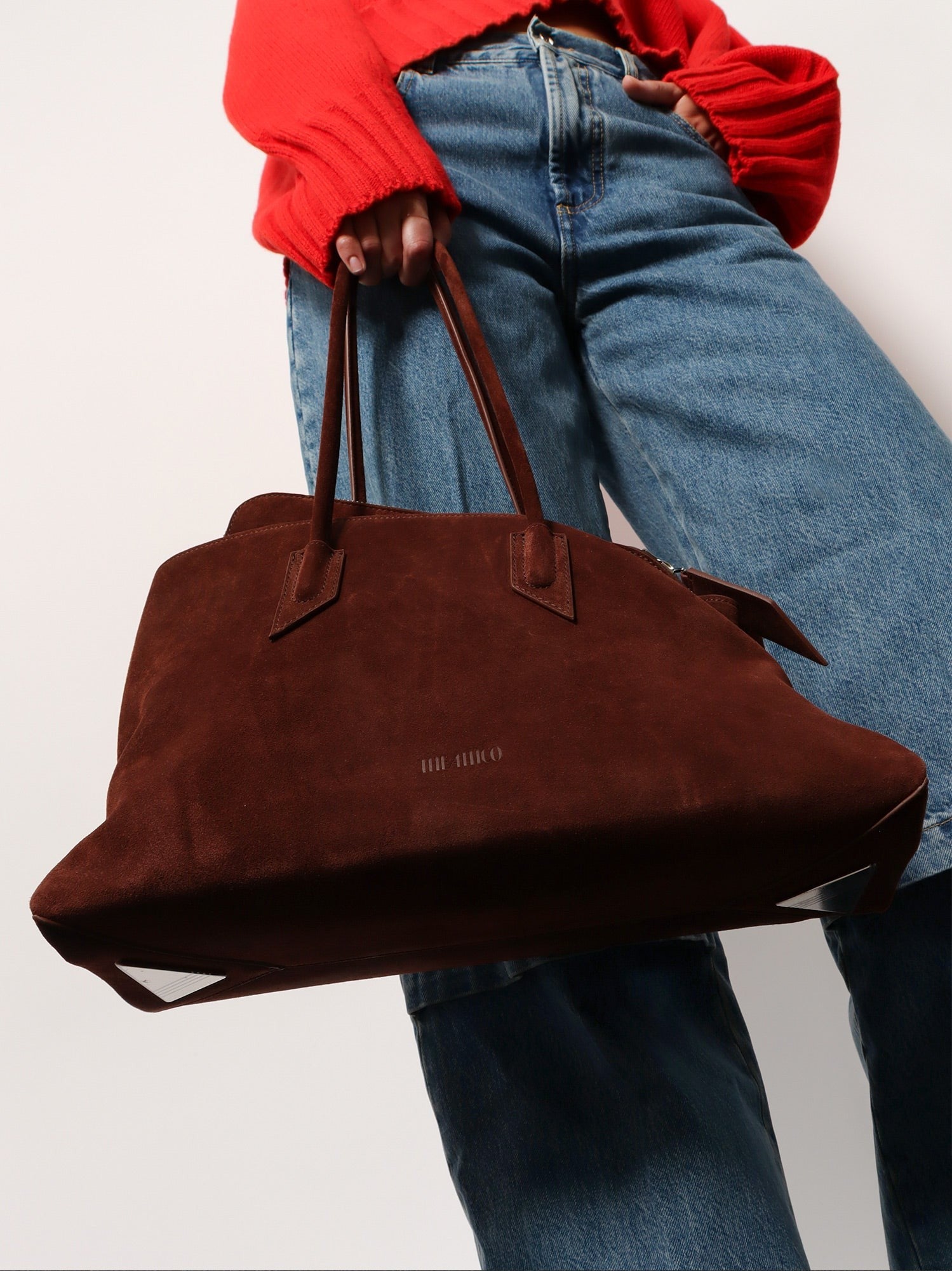 The Attico Women's Borsa Spalla La Passeggiata in Suede Brown