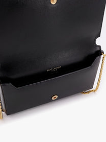 Saint Laurent Women's Cassandre Monogram Leather Crossbody Bag Black