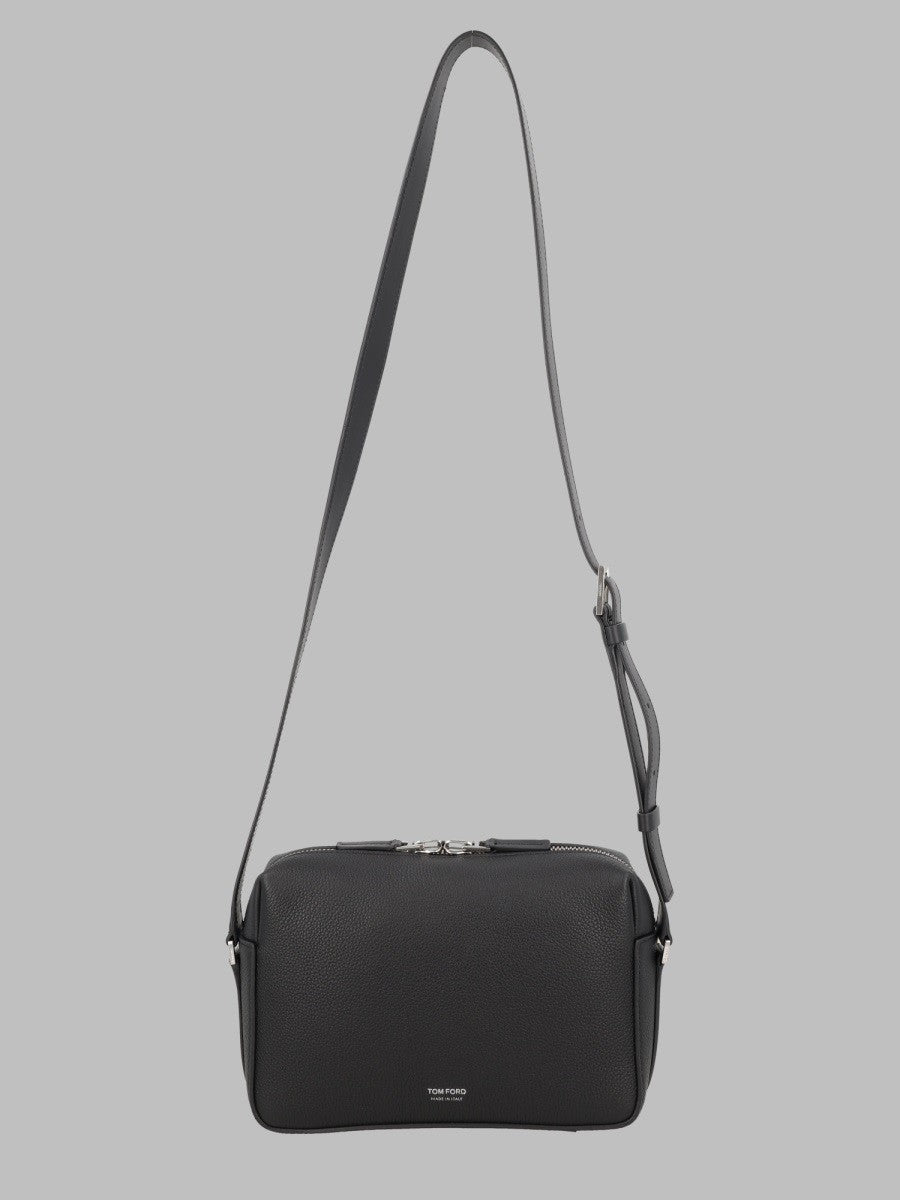 Tom Ford Men's Borsa Tracolla in Pelle Martellata Black