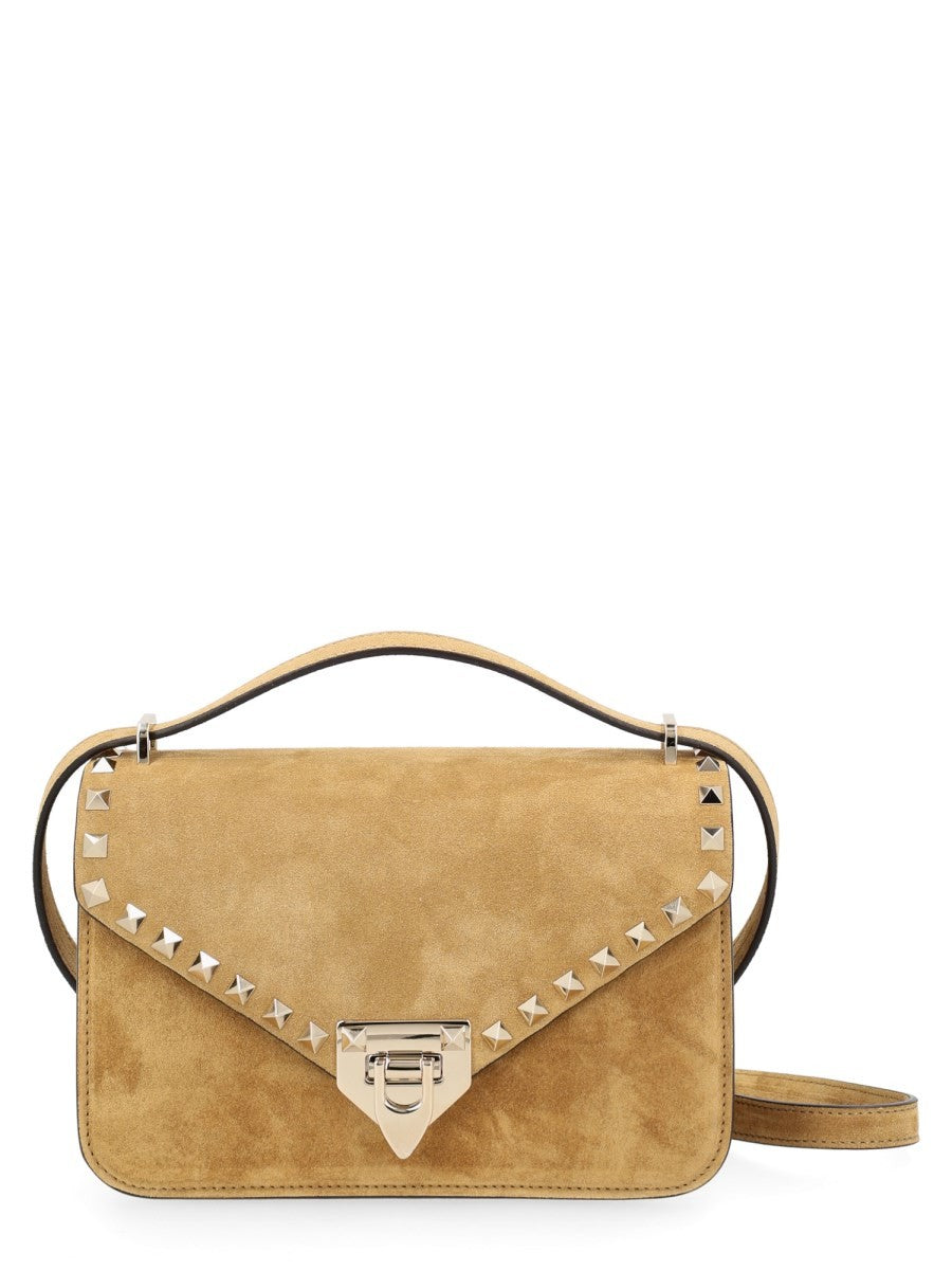 Valentino Women's Borsa Tracolla Rockstud Small in Suede Beige