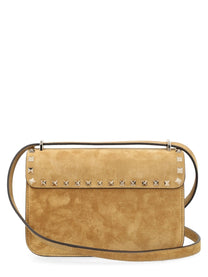 Valentino Women's Borsa Tracolla Rockstud Small in Suede Beige