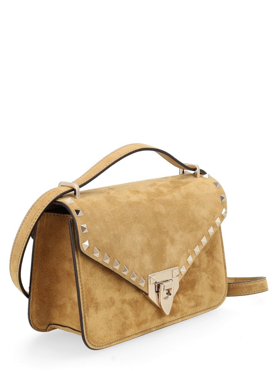 Valentino Women's Borsa Tracolla Rockstud Small in Suede Beige